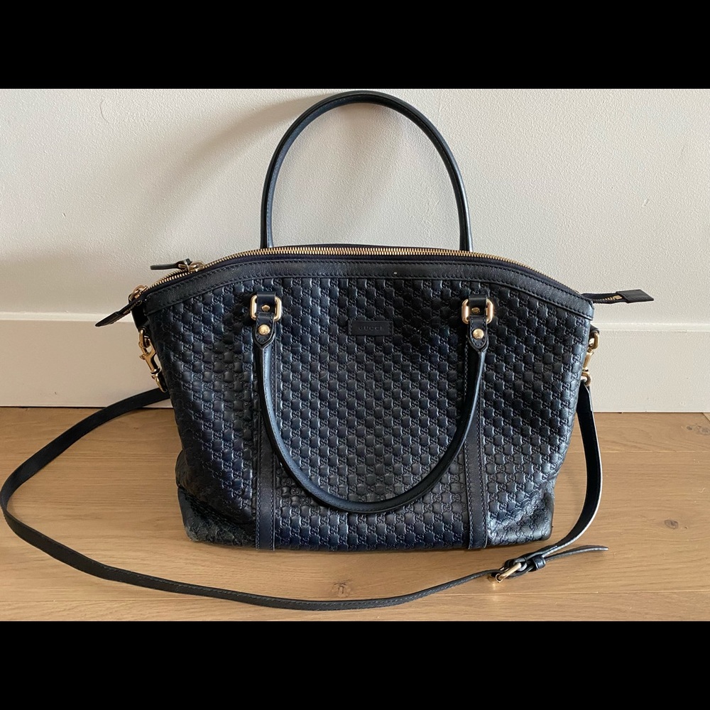 Authentic Gucci Nice Microguccisima medium tote - top leather handle & strap